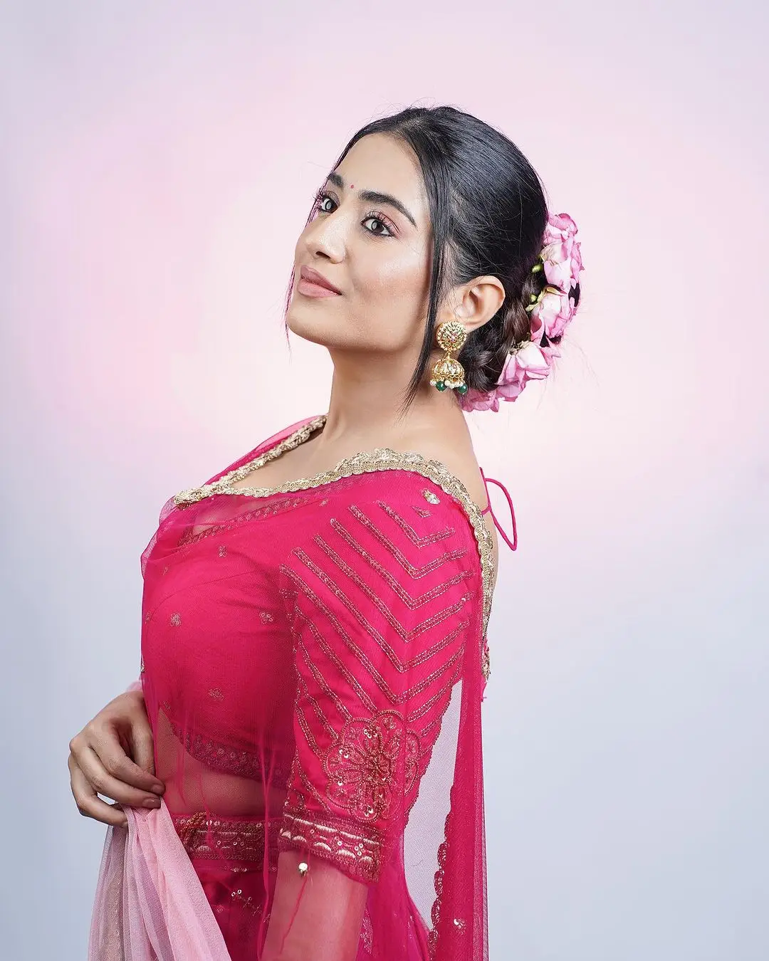 Tollywood Actress Rashi Singh in Pink Lehenga Choli